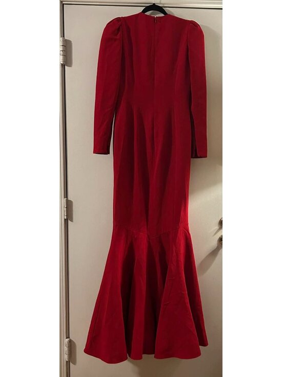 NWT $4450 Andrew GN Lace Up Crystal Embellished Crepe Gown Red Size 6 - Picture 7 of 8
